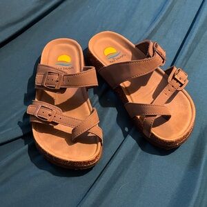 Brown Kids Sandals with Adjustable Straps